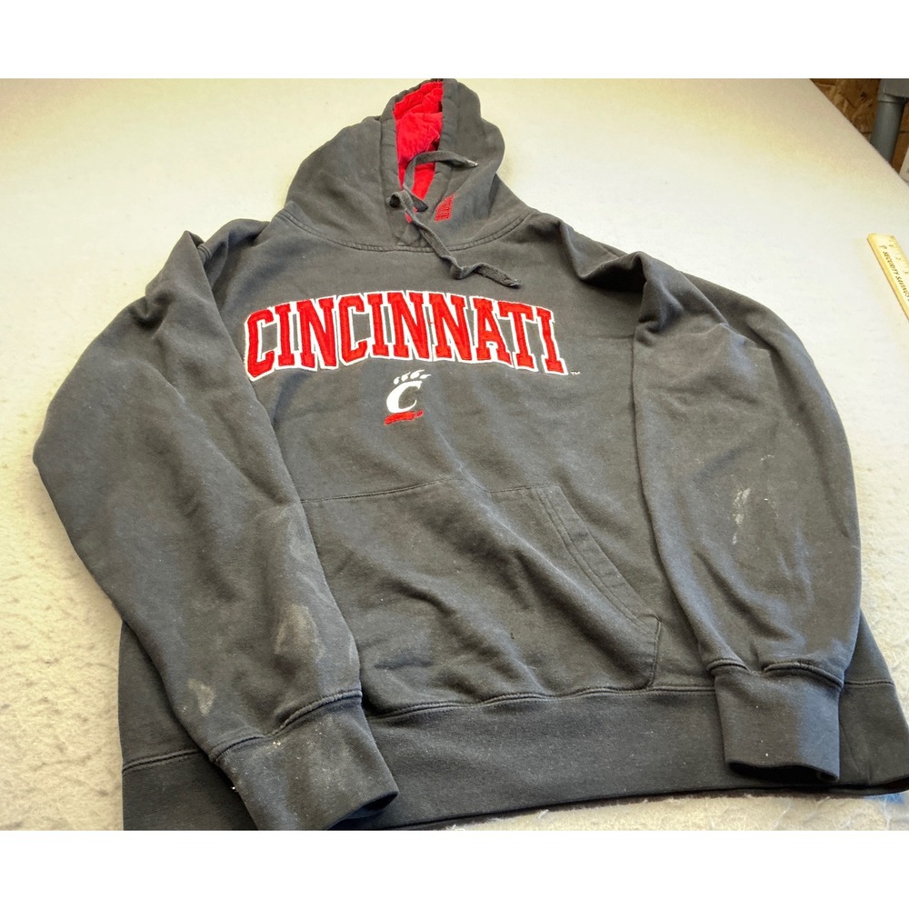 Stadium Athletics Cincinnati Bearcats Hoodie Embroidered Black Red Large NCAA‎